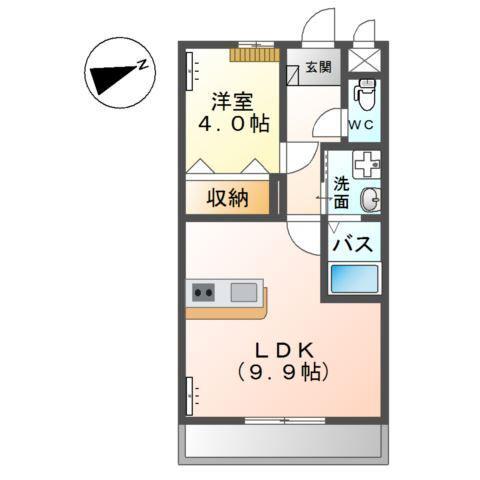 ＪＲ宇都宮線 小山駅 徒歩17分 2階建 築6年(1LDK/2階)の間取り写真