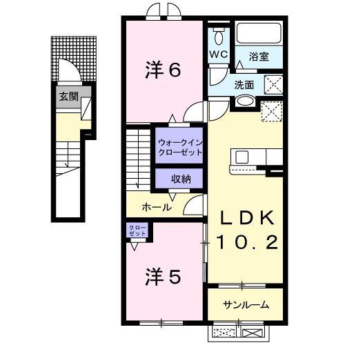 リベルラコッコ B(2LDK/2階)の間取り写真