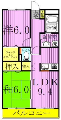 コンフォースII(2LDK/2階)の間取り写真