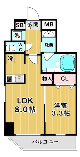 ランティエ御幣島(1LDK/3階)の間取り写真