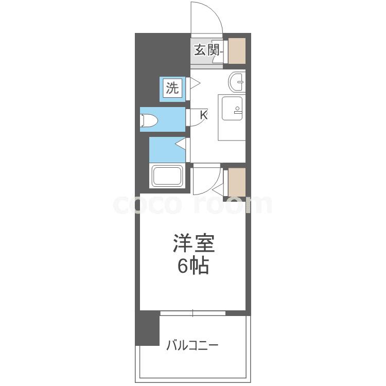 プレサンス難波元町(1K/2階)の間取り写真