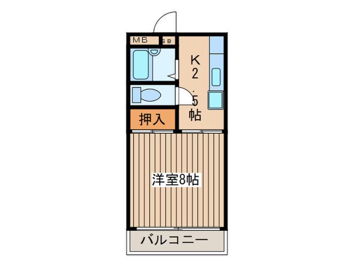 ヒルサイドテラス(1K/1階)の間取り写真