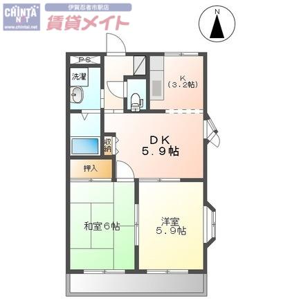 ルミナスエクレセンス(2DK/1階)の間取り写真