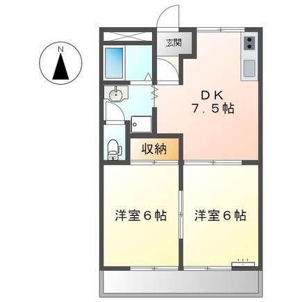 フレグランス(2DK/2階)の間取り写真