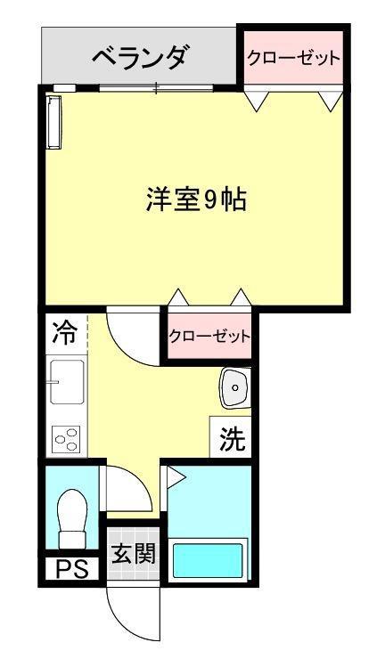 ウインズ春日新田(1K/1階)の間取り写真