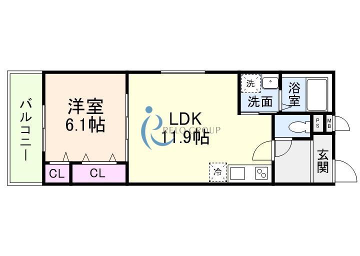 CHARME PARKSIDE II(1LDK/1階)の間取り写真