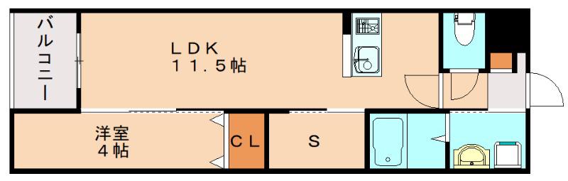 CUBE SUCRE志免別府(1LDK/5階)の間取り写真