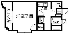 ルーミナスE棟(1K/2階)の間取り写真