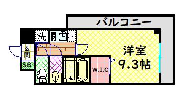 FUTURE一条(1K/9階)の間取り写真
