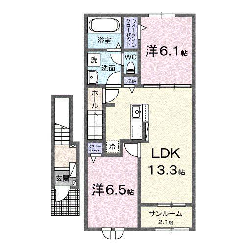 ルーモス(2LDK/2階)の間取り写真