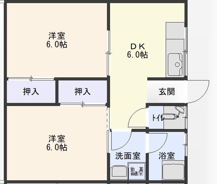 オリーブと朝のアールグレイ(2DK/1階)の間取り写真