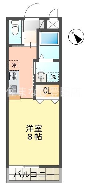 シャルマン(ワンルーム/1階)の間取り写真