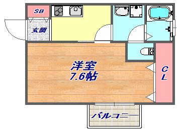 ホーミー六甲(1K/2階)の間取り写真