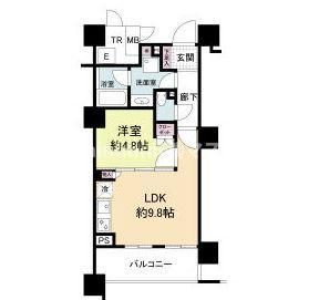 エル・セレーノ上本町レジデンス(1LDK/2階)の間取り写真
