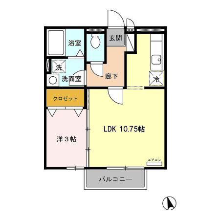 フォルトゥーナ(1LDK/2階)の間取り写真