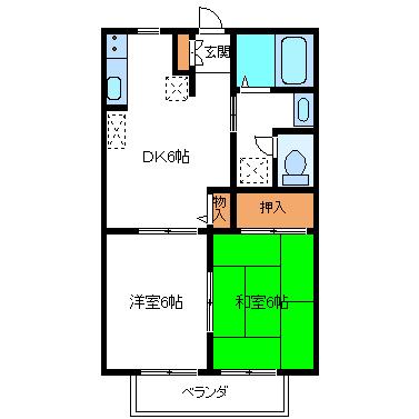 サンライズ A(2DK/1階)の間取り写真