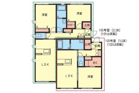 シーコート(1LDK/1階)の間取り写真
