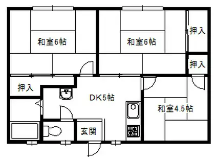 ひまわりハイツ II(3DK/2階)の間取り写真