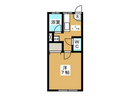 FEEL YOKOUCHI(1K/2階)の間取り写真