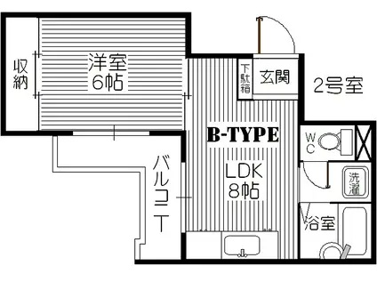 ストリームライン箱崎(1LDK/1階)の間取り写真
