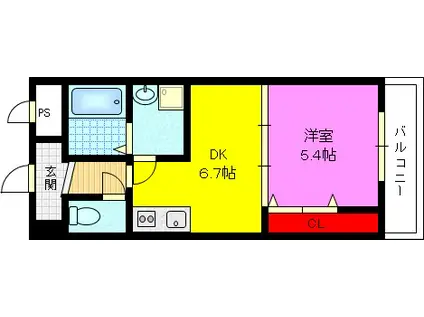 ソシアルヴィレッジ(1DK/1階)の間取り写真