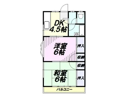 アメニティ藤沢(2DK/1階)の間取り写真