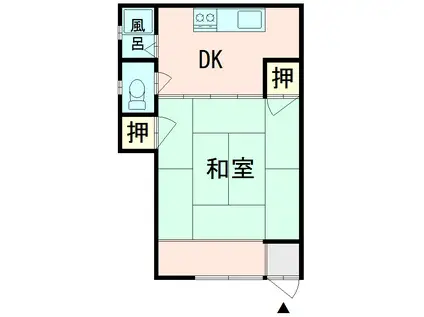 岡山ビル(1DK/1階)の間取り写真