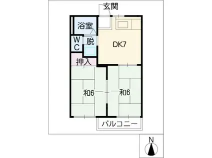 フォーブル野田II(2DK/2階)の間取り写真
