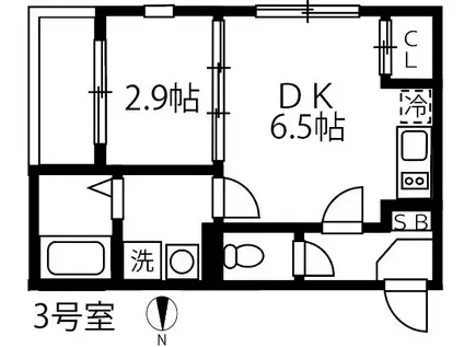 ハーモニーテラス野田IV(1DK/3階)の間取り写真