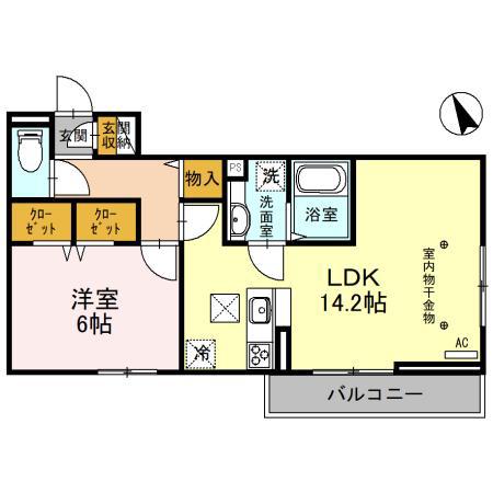 プランドール蒲生南町I(1LDK/1階)の間取り写真