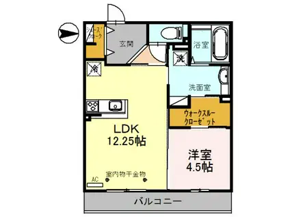 北陸鉄道浅野川線 三ツ屋駅 徒歩37分 3階建 築4年(1LDK/2階)の間取り写真