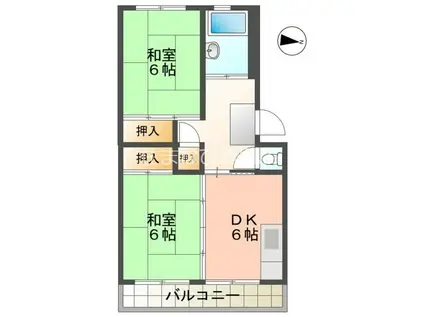 永覚コーポ(2DK/4階)の間取り写真