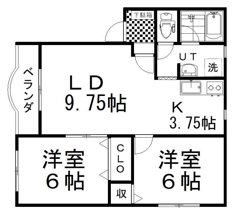 プエッラMAKI(2LDK/1階)の間取り写真