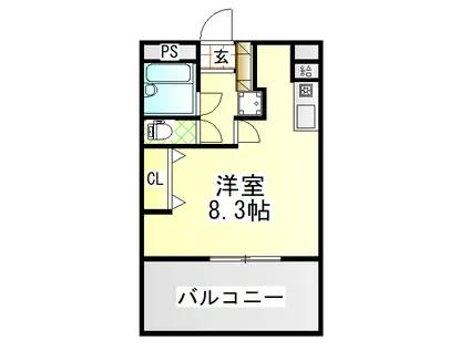 マリオン伊予三島(ワンルーム/8階)の間取り写真