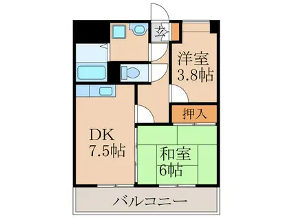 サンハイツ笹貫(2DK/5階)の間取り写真