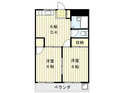 コーポアリス(2DK/2階)の間取り写真