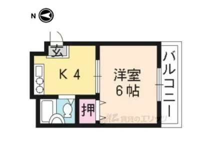 ソサエティ椥辻(1K/2階)の間取り写真