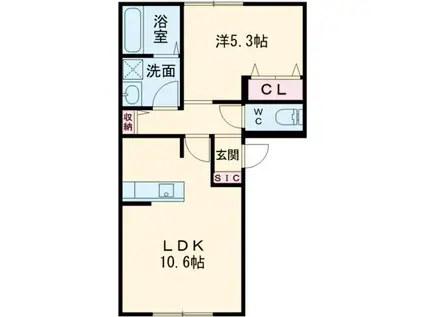 トリニティ(1LDK/1階)の間取り写真