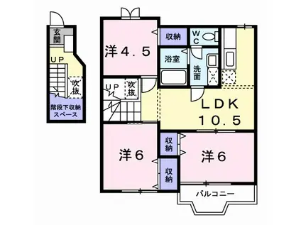 アメニティ田原新町A棟(3DK/2階)の間取り写真