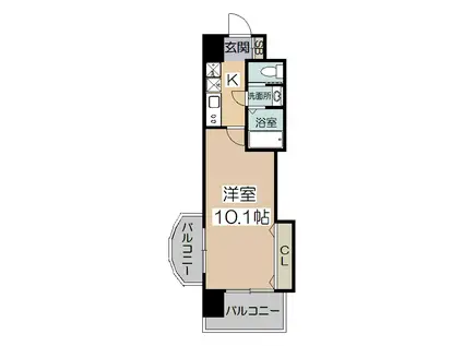 LUXE天王寺(1K/5階)の間取り写真