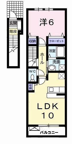 サンライズ倉吉(1LDK/2階)の間取り写真