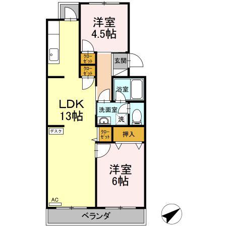 プレジデントタカヤ(2LDK/4階)の間取り写真
