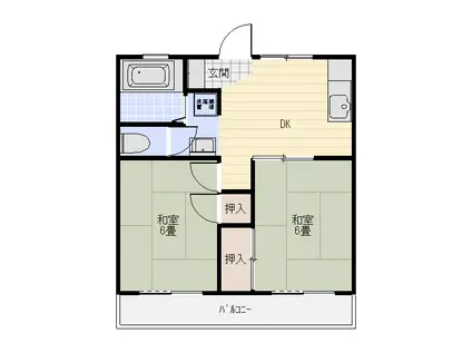 第一白鳥マンション(2DK/3階)の間取り写真