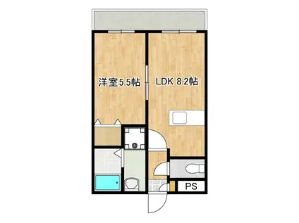 ヴェルビュー郡元(1LDK/4階)の間取り写真