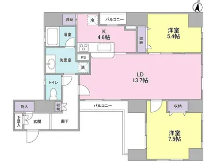 ロイヤルトーリータワーズ(2LDK/9階)の間取り写真