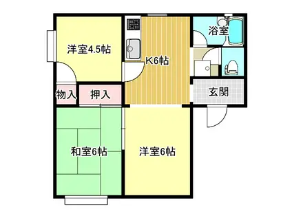 シャトレ御幸(3DK/2階)の間取り写真