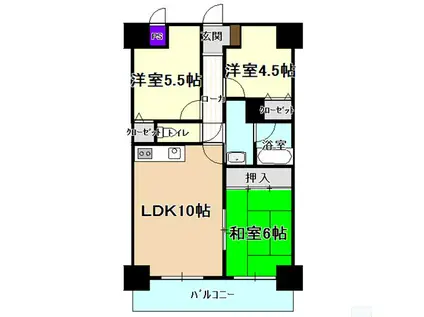 ライオンズマンション福山参番館(3LDK/5階)の間取り写真