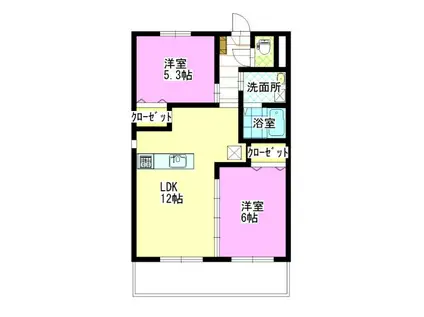 マーガレットA(2LDK/1階)の間取り写真