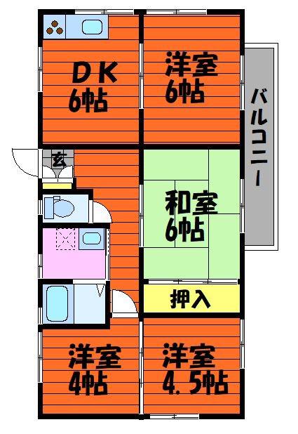 コーポみやび(3SDK/1階)の間取り写真