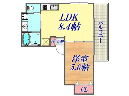 HIGH WOODS YAMATE(1LDK/4階)の間取り写真